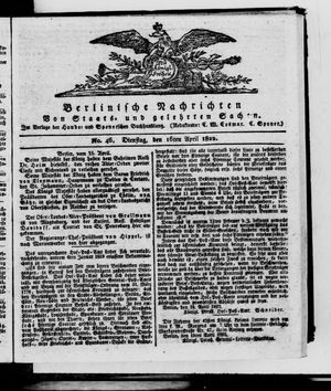 Berlinische Nachrichten von Staats- und gelehrten Sachen vom 16.04.1822