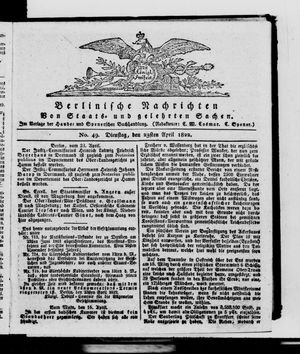 Berlinische Nachrichten von Staats- und gelehrten Sachen vom 23.04.1822