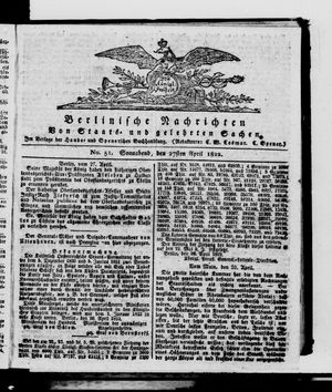 Berlinische Nachrichten von Staats- und gelehrten Sachen vom 27.04.1822