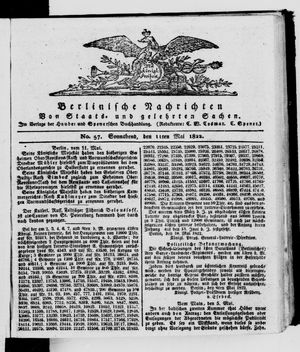 Berlinische Nachrichten von Staats- und gelehrten Sachen vom 11.05.1822