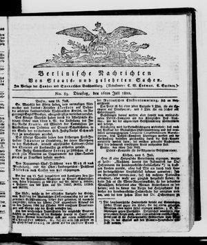 Berlinische Nachrichten von Staats- und gelehrten Sachen vom 16.07.1822