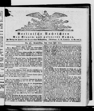 Berlinische Nachrichten von Staats- und gelehrten Sachen vom 18.07.1822