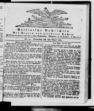 Berlinische Nachrichten von Staats- und gelehrten Sachen vom 01.08.1822