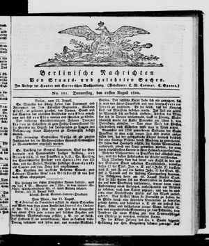 Berlinische Nachrichten von Staats- und gelehrten Sachen on Aug 22, 1822