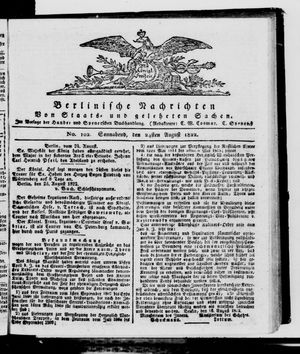 Berlinische Nachrichten von Staats- und gelehrten Sachen vom 24.08.1822
