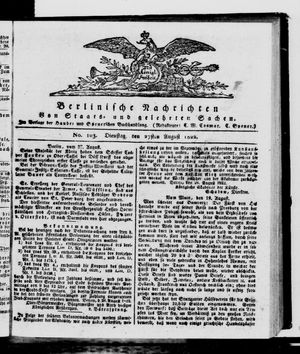 Berlinische Nachrichten von Staats- und gelehrten Sachen vom 27.08.1822