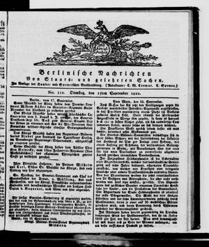Berlinische Nachrichten von Staats- und gelehrten Sachen vom 17.09.1822