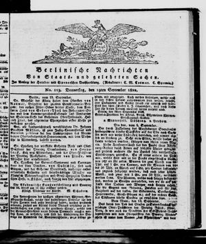 Berlinische Nachrichten von Staats- und gelehrten Sachen vom 19.09.1822