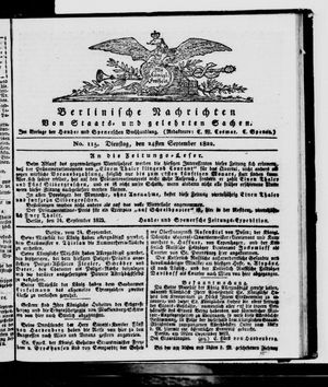 Berlinische Nachrichten von Staats- und gelehrten Sachen vom 24.09.1822