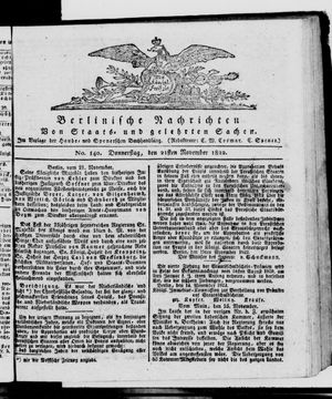 Berlinische Nachrichten von Staats- und gelehrten Sachen vom 21.11.1822