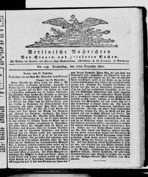 Berlinische Nachrichten von Staats- und gelehrten Sachen vom 12.12.1822