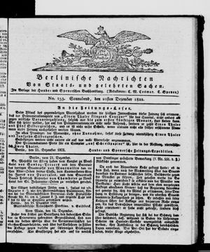 Berlinische Nachrichten von Staats- und gelehrten Sachen vom 21.12.1822