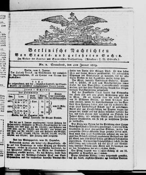 Berlinische Nachrichten von Staats- und gelehrten Sachen vom 04.01.1823