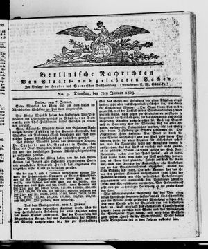 Berlinische Nachrichten von Staats- und gelehrten Sachen vom 07.01.1823