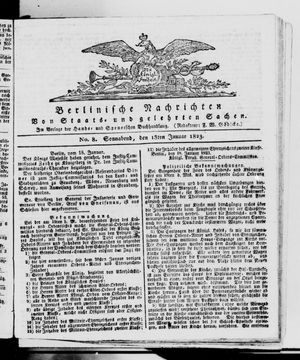 Berlinische Nachrichten von Staats- und gelehrten Sachen vom 18.01.1823