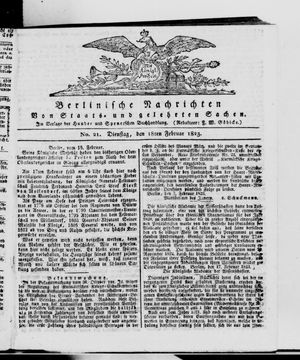 Berlinische Nachrichten von Staats- und gelehrten Sachen vom 18.02.1823