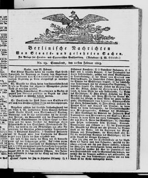 Berlinische Nachrichten von Staats- und gelehrten Sachen vom 22.02.1823