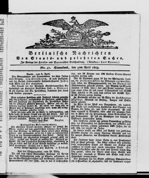 Berlinische Nachrichten von Staats- und gelehrten Sachen vom 05.04.1823