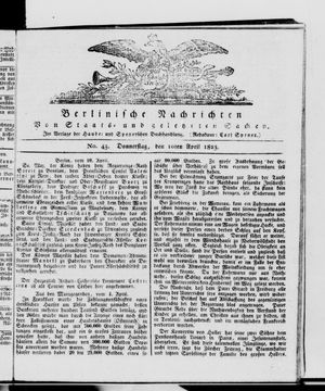Berlinische Nachrichten von Staats- und gelehrten Sachen vom 10.04.1823
