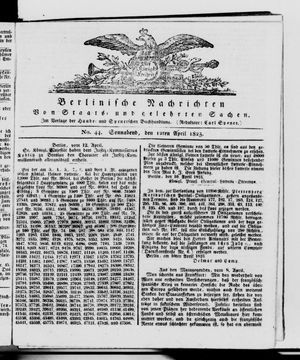 Berlinische Nachrichten von Staats- und gelehrten Sachen vom 12.04.1823