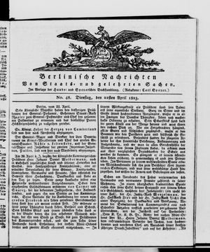Berlinische Nachrichten von Staats- und gelehrten Sachen vom 22.04.1823
