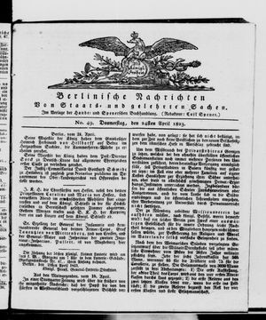 Berlinische Nachrichten von Staats- und gelehrten Sachen vom 24.04.1823