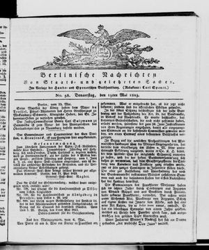 Berlinische Nachrichten von Staats- und gelehrten Sachen vom 15.05.1823