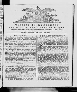 Berlinische Nachrichten von Staats- und gelehrten Sachen vom 10.06.1823