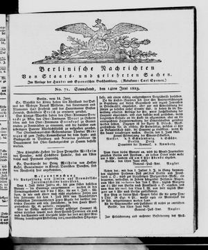 Berlinische Nachrichten von Staats- und gelehrten Sachen vom 14.06.1823