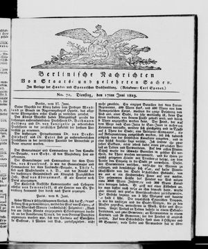 Berlinische Nachrichten von Staats- und gelehrten Sachen vom 17.06.1823