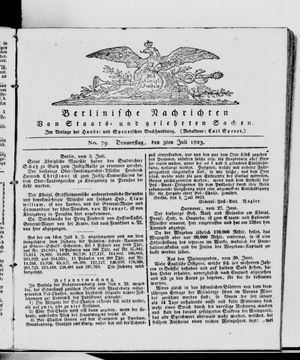 Berlinische Nachrichten von Staats- und gelehrten Sachen vom 03.07.1823