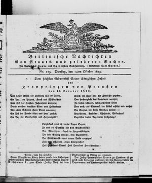 Berlinische Nachrichten von Staats- und gelehrten Sachen vom 14.10.1823