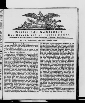 Berlinische Nachrichten von Staats- und gelehrten Sachen vom 06.12.1823