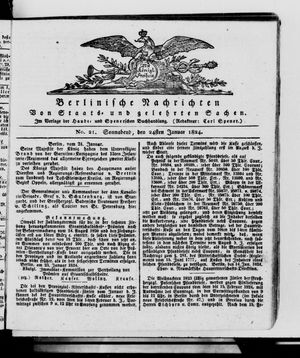 Berlinische Nachrichten von Staats- und gelehrten Sachen vom 24.01.1824