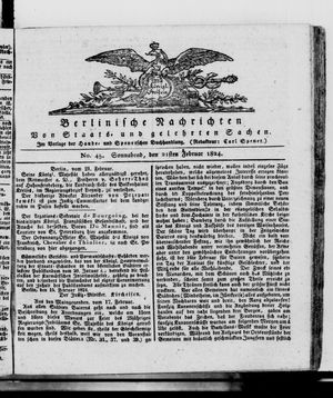 Berlinische Nachrichten von Staats- und gelehrten Sachen vom 21.02.1824