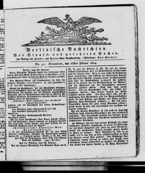 Berlinische Nachrichten von Staats- und gelehrten Sachen vom 28.02.1824