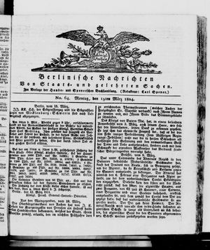 Berlinische Nachrichten von Staats- und gelehrten Sachen vom 15.03.1824