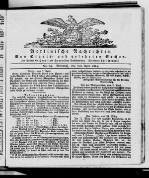 Berlinische Nachrichten von Staats- und gelehrten Sachen vom 07.04.1824
