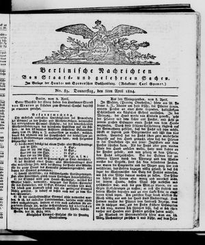 Berlinische Nachrichten von Staats- und gelehrten Sachen vom 08.04.1824