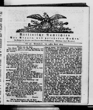 Berlinische Nachrichten von Staats- und gelehrten Sachen vom 24.04.1824