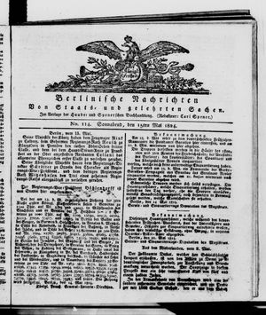 Berlinische Nachrichten von Staats- und gelehrten Sachen vom 15.05.1824
