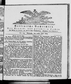 Berlinische Nachrichten von Staats- und gelehrten Sachen vom 23.06.1824