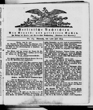 Berlinische Nachrichten von Staats- und gelehrten Sachen vom 14.07.1824