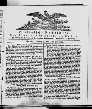 Berlinische Nachrichten von Staats- und gelehrten Sachen vom 15.07.1824