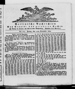 Berlinische Nachrichten von Staats- und gelehrten Sachen vom 10.09.1824
