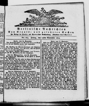 Berlinische Nachrichten von Staats- und gelehrten Sachen vom 24.09.1824