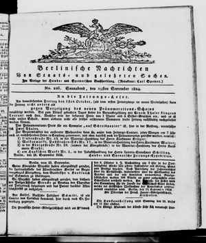 Berlinische Nachrichten von Staats- und gelehrten Sachen vom 25.09.1824