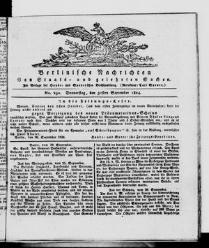 Berlinische Nachrichten von Staats- und gelehrten Sachen vom 30.09.1824