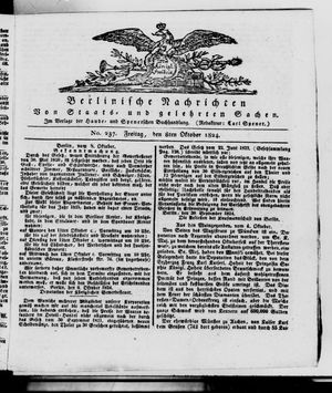 Berlinische Nachrichten von Staats- und gelehrten Sachen vom 08.10.1824