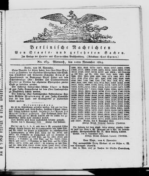 Berlinische Nachrichten von Staats- und gelehrten Sachen vom 10.11.1824